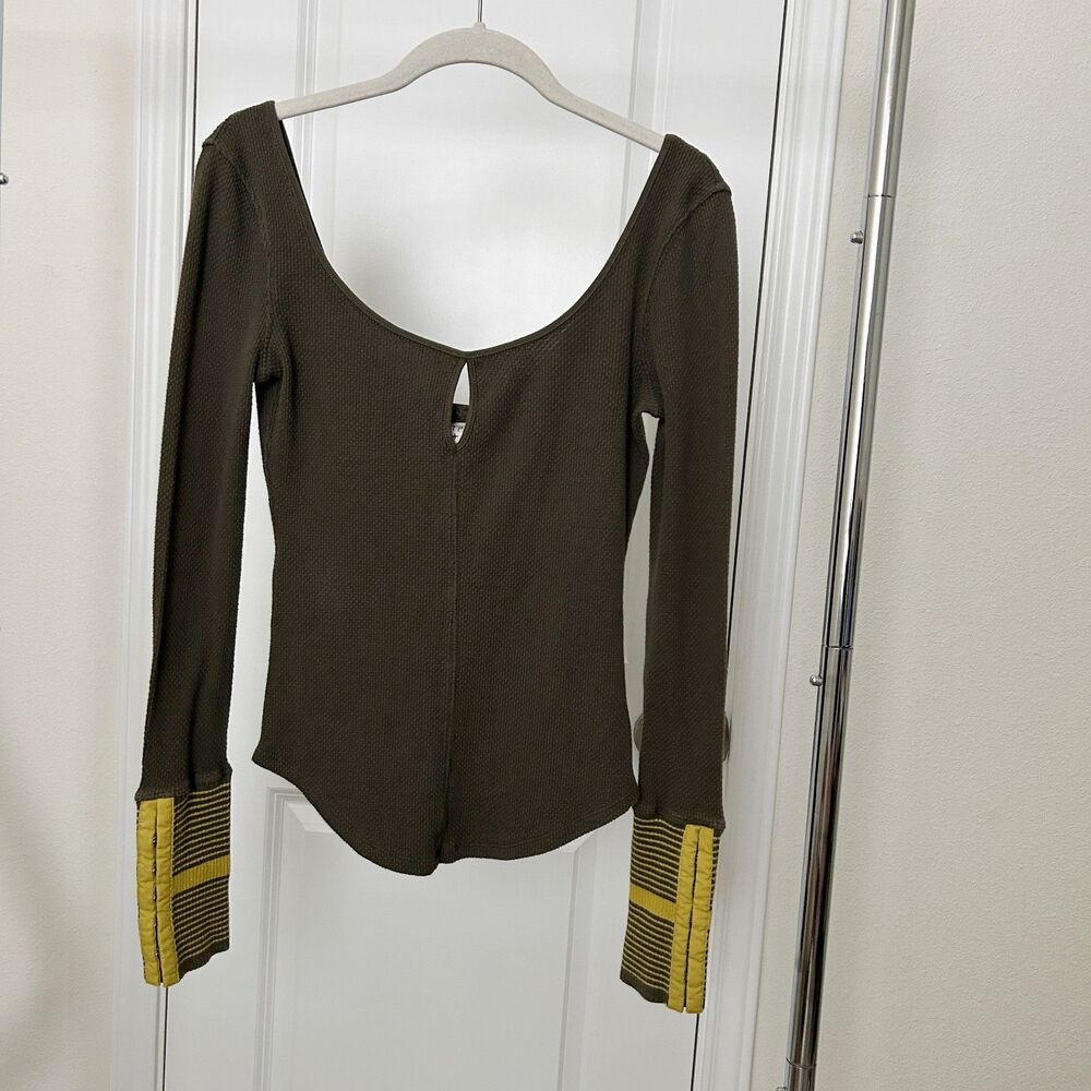 Free People We The Free Top Womens XS Olive Thermal Waffle Knit Soft Stretch